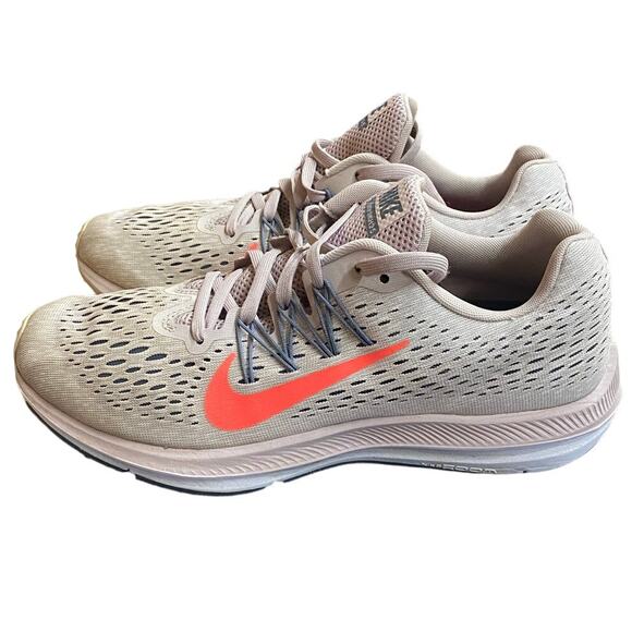 Nike Zoom Winflo 5 Women's Running Shoe 9 Gray Cream Mesh Orange Swoosh Lace Up - Picture 9 of 9